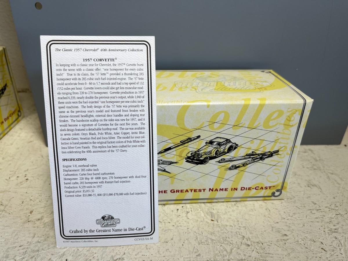 1/43 MATCHBOX 1957 CHEVROLET CORVETTE WHITE WITH REMOABLE