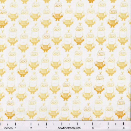 Minions Movie Kevin Tonal Yellow on White Minion QT Fabric By the FQ 1/4 YD - Picture 2 of 5