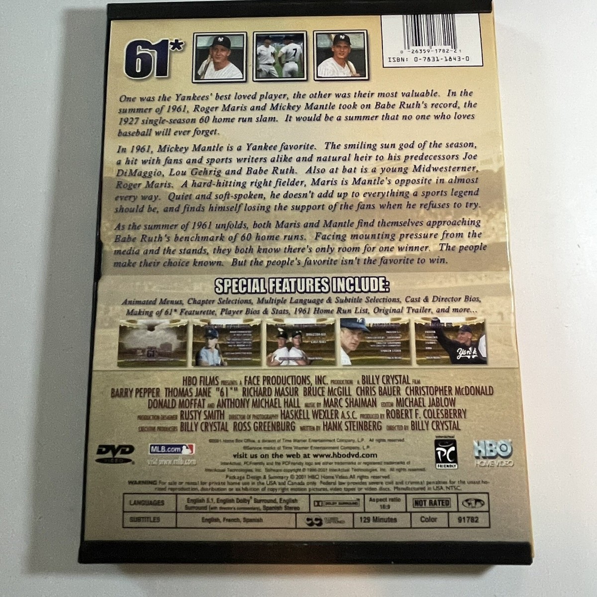 61*(DVD, 2001) Yankees A Billy Crystal Film Thomas Jane Barry 61*(DVD, 2001) Yankees A Billy Crystal Film Thomas Jane Barry