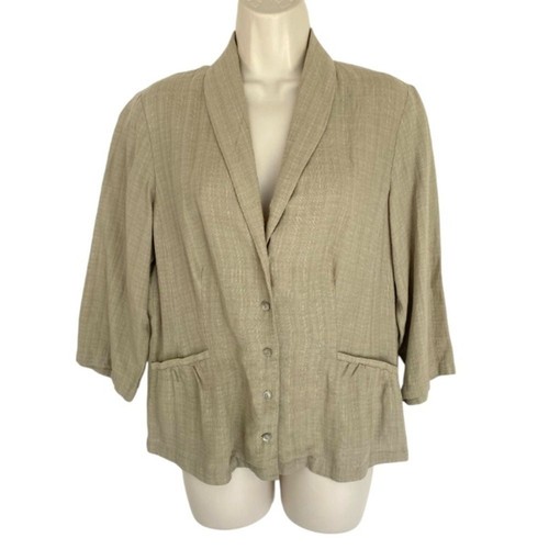 Eileen Fisher Linen Blend Neutral Blazer S Beige Resortwear Corpcore Summer - Picture 2 of 5