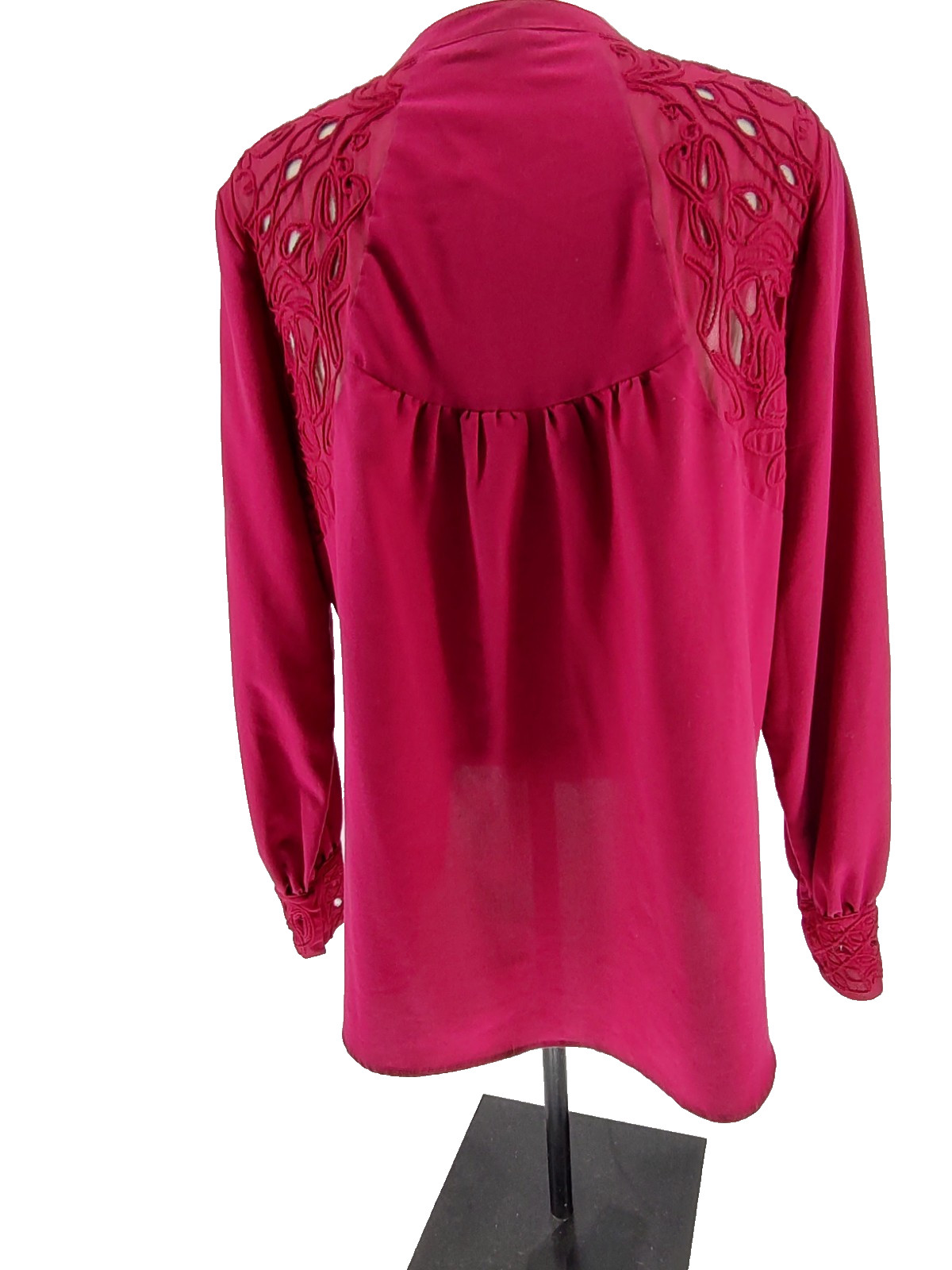 Grace Elements Burgundy Red Button Front Blouse S… - image 2
