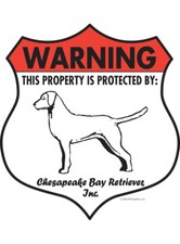 Warning Chesapeake Bay Retriever Property Protected Aluminum Dog Sign - 7" x 8"