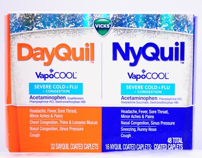 *SALE!* Vicks DayQuil NyQuil VapoCOOL Severe Cold Flu & Congstion 48ct EX 01/25+