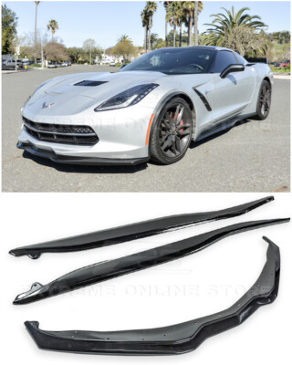 Z06 PAINTED CARBON FLASH Front Lip Splitter & Side Skirts For 14-19 Corvette C7
