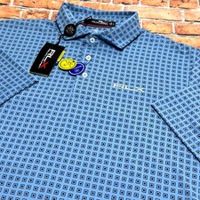 RLX Ralph Lauren Mens Polo Golf Shirt Performance Short Sleeve Geometric LARGE