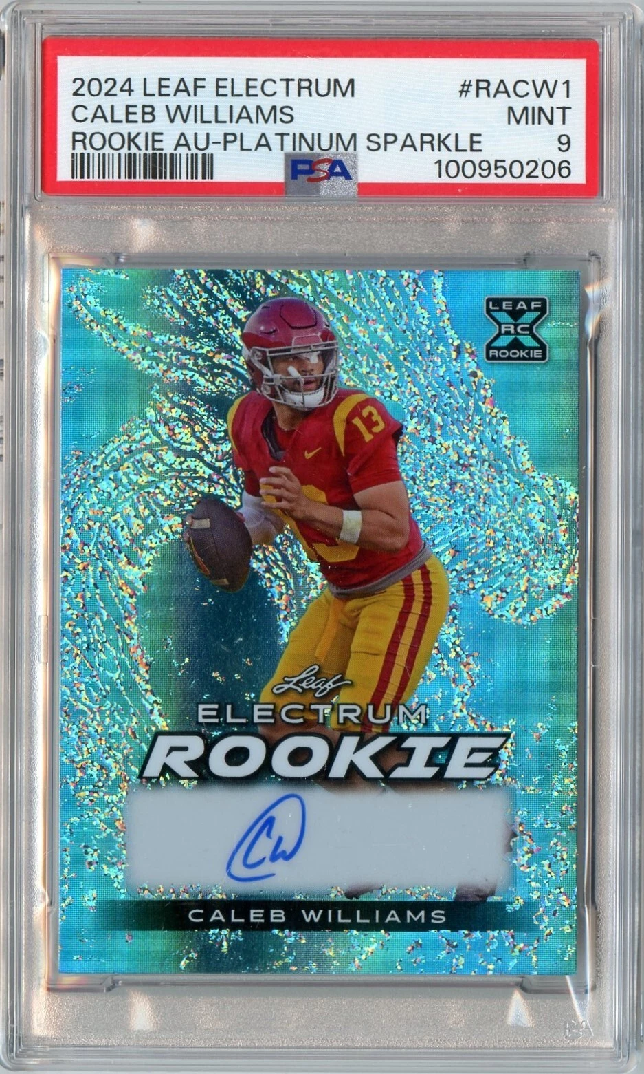 Caleb Williams Leaf Electrum Rookie Autographs #RACW1 Platinum Sparkle