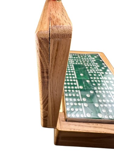 Vintage Green Dominoes Wooden Box Marble Like Swirl Unbranded Sealed - Picture 10 of 24