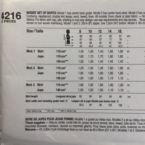 Style 4216 Straight Skirt Kick Pleat Gored Split Button Ladies New Uncut Pattern - Picture 6 of 12