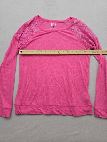LEI Sweater Big Girls Large Pink Crew Neck Long Sleeve Floral Lace Pullover - Picture 3 of 13