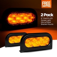 2 - 6 Oval 10 Led Strobe Light Kits With Metal Bracket Mounts