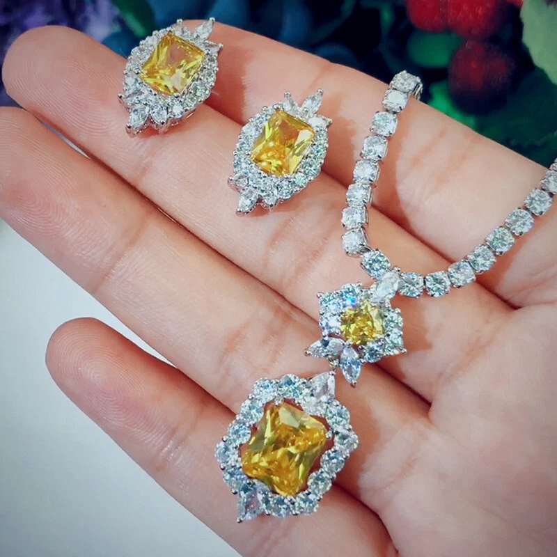 Yellow cubic deals zirconia necklace