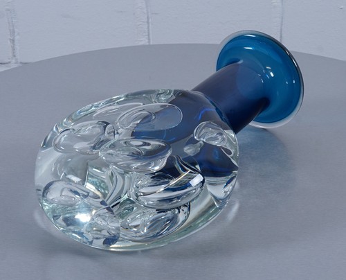 Jaroslav Svoboda Design Vase Glasvase Glaskunst Blau mit Lufteinschlüssen - Picture 7 of 12