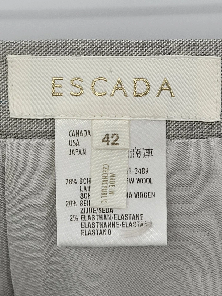 Falda Escada Mujer 42 Gris Lana Seda Forrada Lápiz Diseñador Tranquila Lujo Carrera Foto 3 de 4
