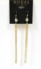 GUESS Orecchini Pendenti Con Cristalli Dorati - Design Floreale Lineare, Lunghezza 65 Mm
