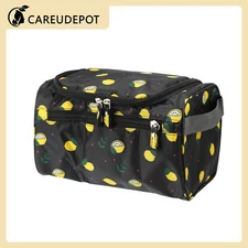 1Pcs Travel Makeup Bag Toiletry Organizer Waterproof Oxford Cloth Black Yellow