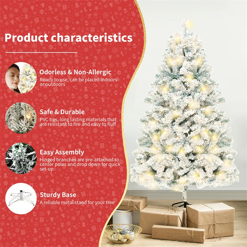 Artificial Christmas Tree Green, Snow White 5ft 6ft 8ft Large Full Deluxe - Xmas - Image 2 of 4
