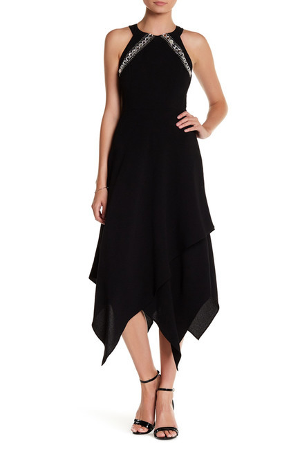 nordstrom black halter dress NEW SHOSHANNA Keira $385 SIZE 10 JET floral border
