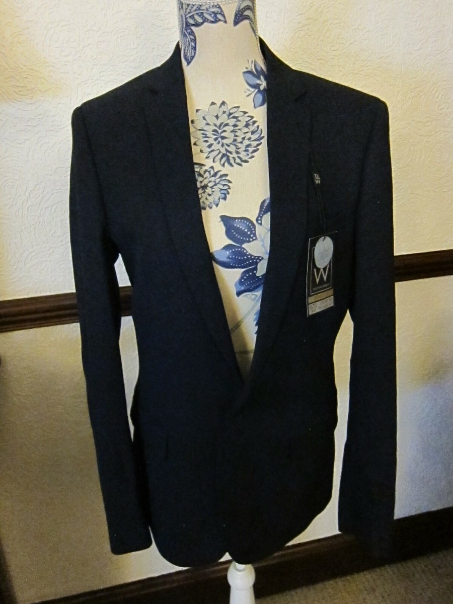 Taylor Wright Mens Navy/Black check Slim Fit Suit 38