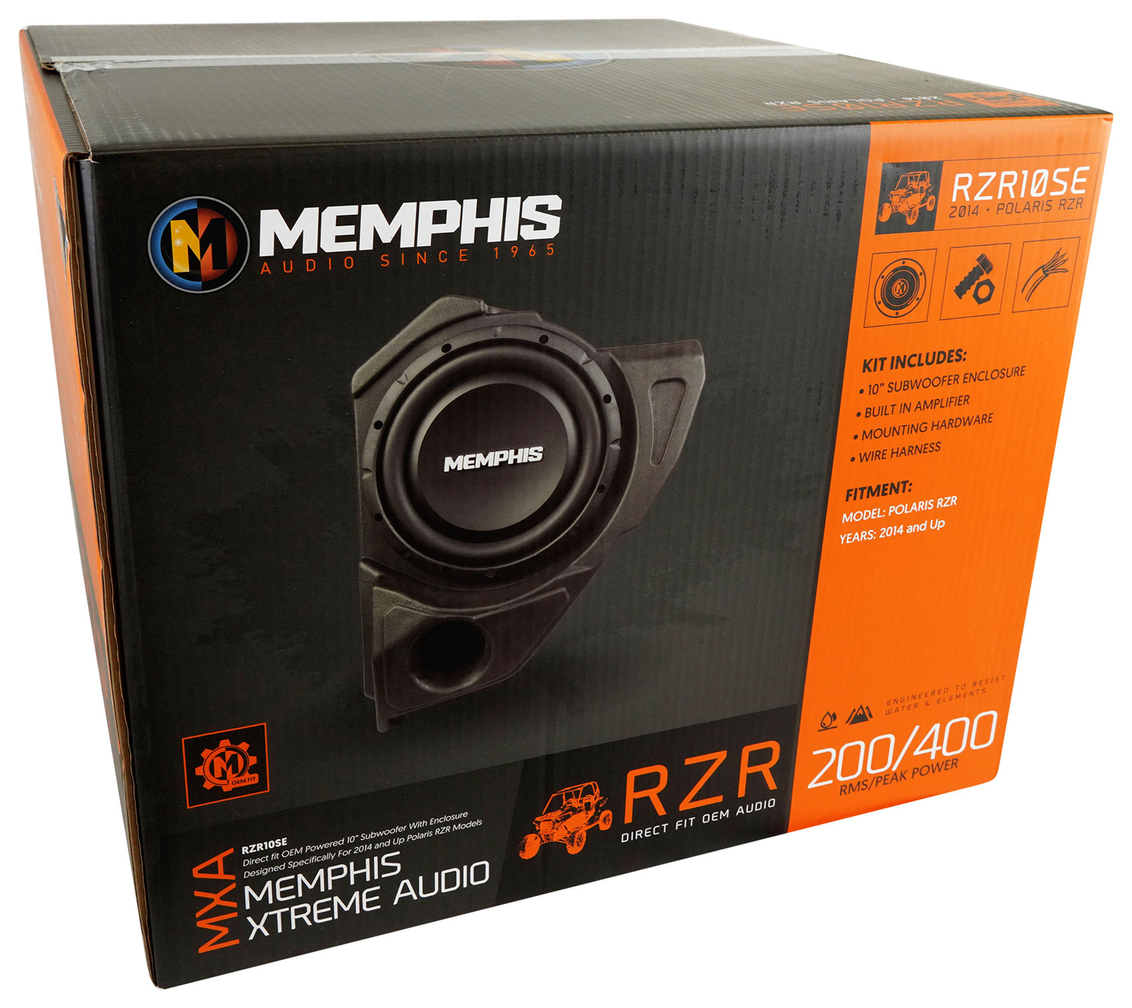 Сабвуфер Memphis RZR10SE с питанием от сети Корпус 4 колонки для 2014 года выпуска Polaris RZR