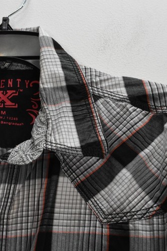 Twenty X Mens Tartan Plaid Short Sleeve Flap Pocket Cotton Button Up Shirt M - Picture 3 of 9