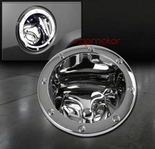 03-09 HUMMER H2 GAS TANK COVER FUEL DOOR LID BEZEL CAP MOULDING TRIM CHROME 2PCS