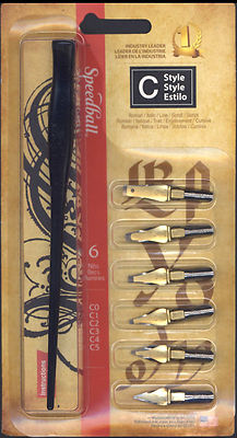 Calligraphy Pen & Nib set 6 Speedball C style Lettering Dip Pen for ink