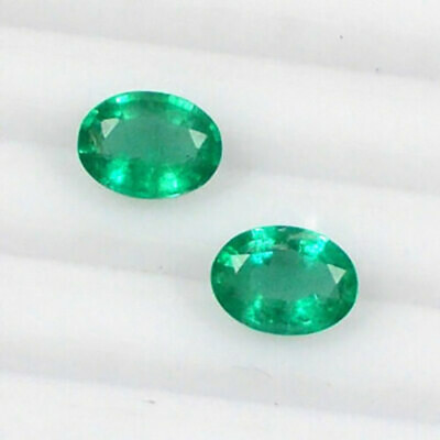9x7mm Oval Pair Natural Green Emerald Zambia Minor Oil Gemstone