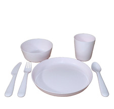 Child Plastic Plater Tumbler Bowl  Flatware Pastel Pink Ikea Kalas 6 Pc Set NEW