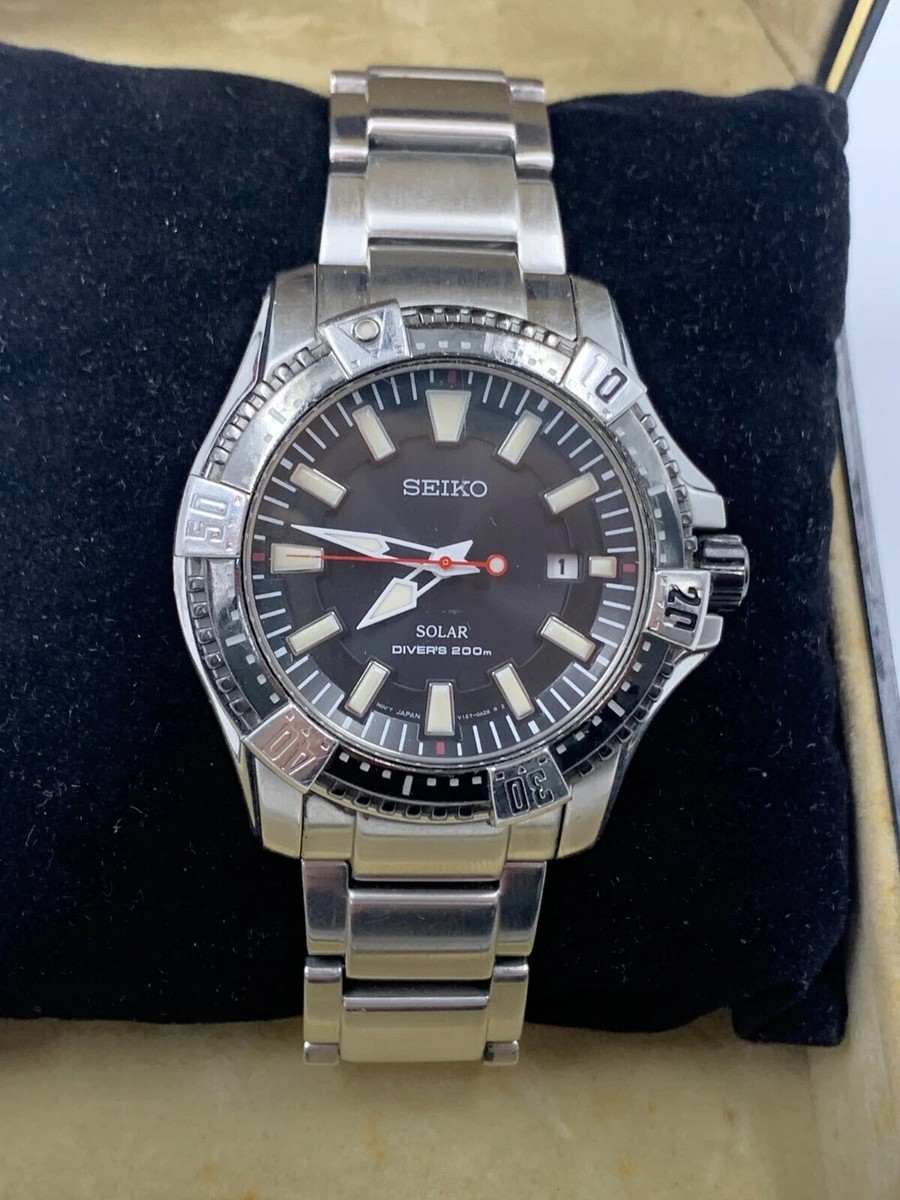 Authentic Seiko Solar Watch Prospex V157-0AS0 Men's Stainless