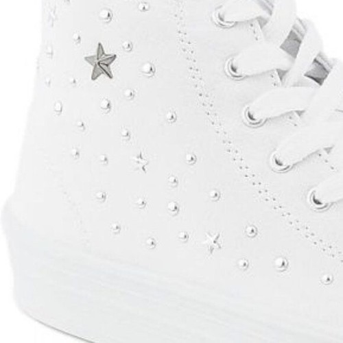 NEW Studded Stars White Platform Hi Top Canvas Sneaker Skateboarding Streetwear - Bild 3 von 5