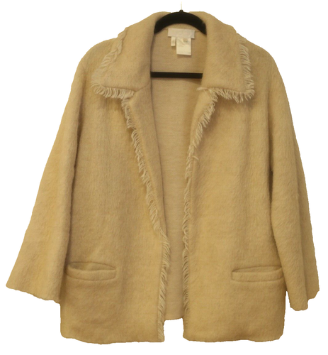 Escada Damen Gr. 36 US Small Wolle Mohair Pullover Blazer Jacke Creme Italy - Bild 1 von 12