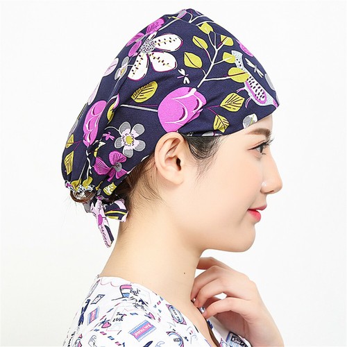 Womens/Mens Florals Printed Cap Scrub Hat/Cap Head Wear Adjustable Accessories - Picture 434 of 660
