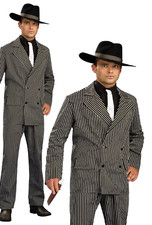 Gangster Suit Adult Pin Stripe Suit 1920s Gangsta Film Fancy Dress Mens