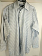 Forsyth Of Canada Mens Dress Shirt Blue With Stripes Wrinkle Free 15 1/2-32/33 