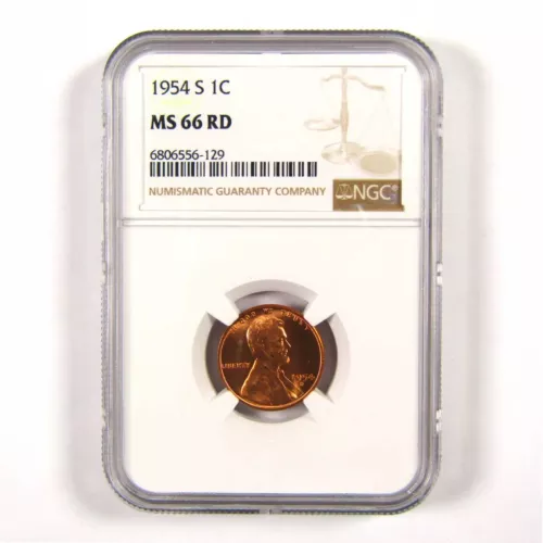 1954 S Lincoln Wheat Cent MS 66 RD NGC Penny 1c Unc