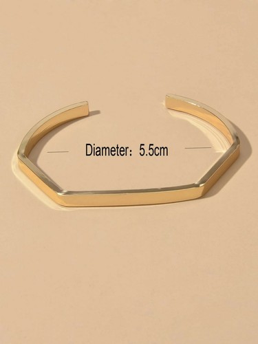 Minimalist Punk Style Gold Metal Geometric Women Open Cuff Bangles Teen Bracelet - Picture 5 of 7
