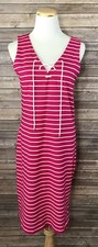 Ralph Lauren Pink White Nautical Striped Lace Tie Sleeveless Tank Dress Sz S