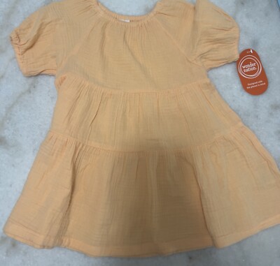 NWT Wonder Nation "Apricot Cream" Light Orange Tiered Dress, Toddler Girls  2T | eBay
