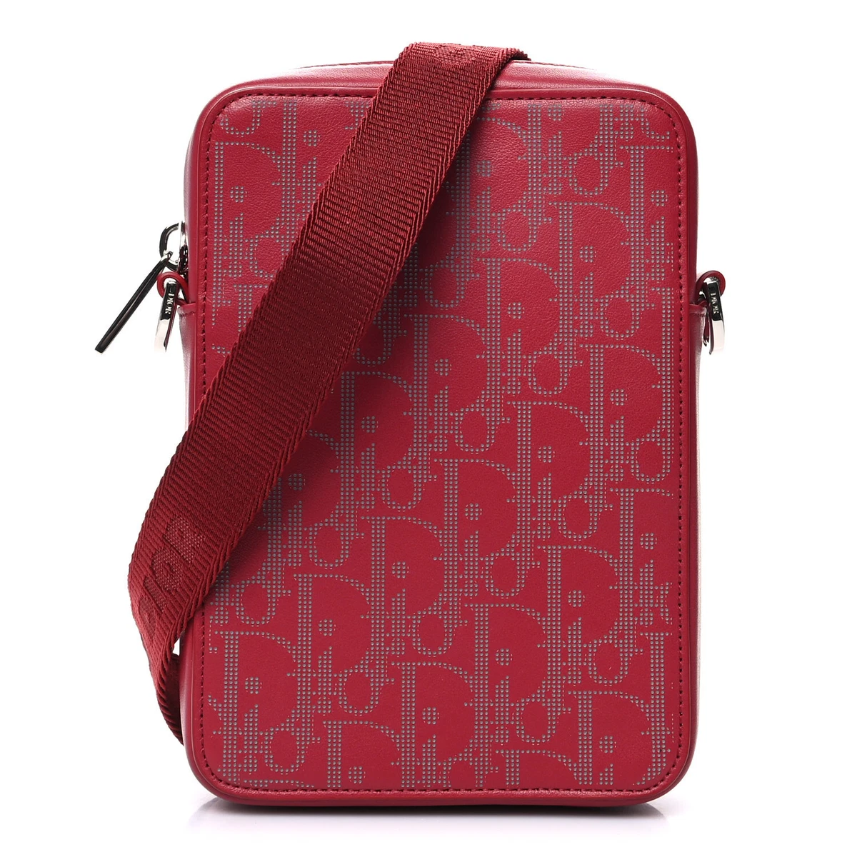 DIOR Messenger Bag Red Oblique Logo Galaxy Leather Crossbody