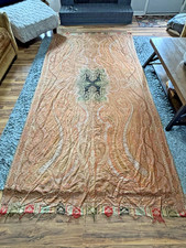 Vintage Paisley Wool Woven 126  x 63  Multicolor Large Shawl Throw Original