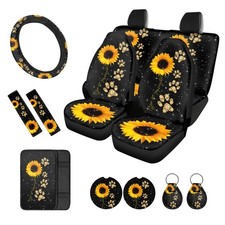 STUOARTE Sunflower with Paws Car Seat Covers Full Set Neoprene