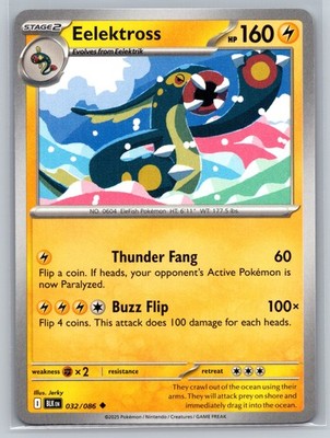 Eelektross 032/086 Black Bolt Stage 2 Electric-Type EleFish Pokemon TCG Card
