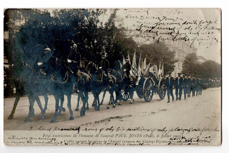 Real Photo Postcard RPPC Posted Admiral John Paul Jones Funeral Procession