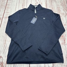 NWT Chaps Sweater Men Medium Navy 1/4 Zip Pullover Fleece Pockets Preppy