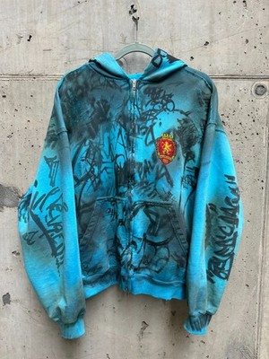 balenciaga blue graffiti skater zip up hoodie | eBay