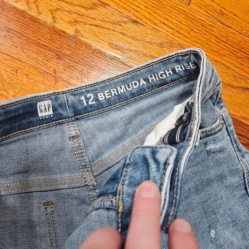 GAP Denim Kids 2021 Bermuda High Rise Light Wash Jean Shorts Size 12 Girl - Picture 9 of 11