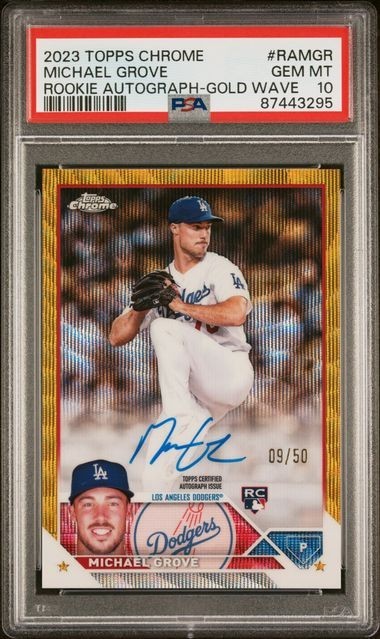 PSA 10 2023 Topps Chrome Gold Wave Refractor Rookie Auto /50 - Michael Grove