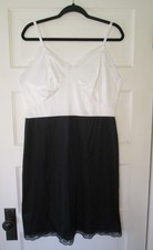 Vintage Velrose Nylon Full Slip Size 40 White  Black Made in USA Lace Trim