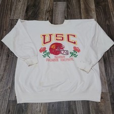 USC 1988 Rose Bowl Vintage Sweatshirt White NCAA Size XL (Distressed)