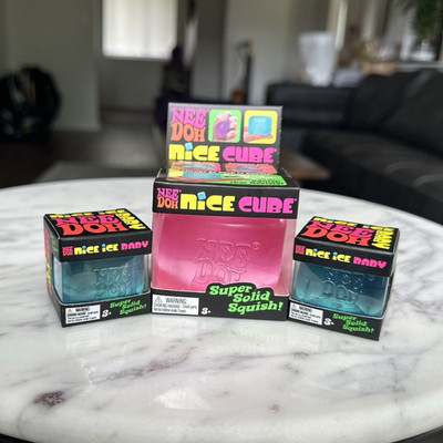 Nee Doh Nice Cube Squeeze Toy Stress Reliever Super Squish Pink/Blue 